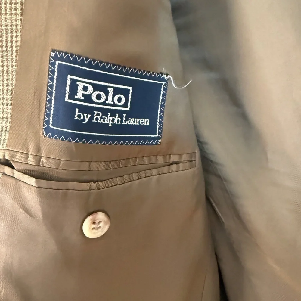 Polo Ralph Lauren Men’s Sport Coat Made in Italy 44 Long Tan Beige EUC